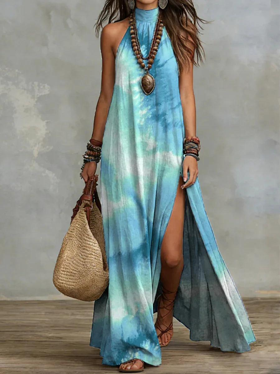 Addison Elegant Halter Neck High Slit Maxi Dress