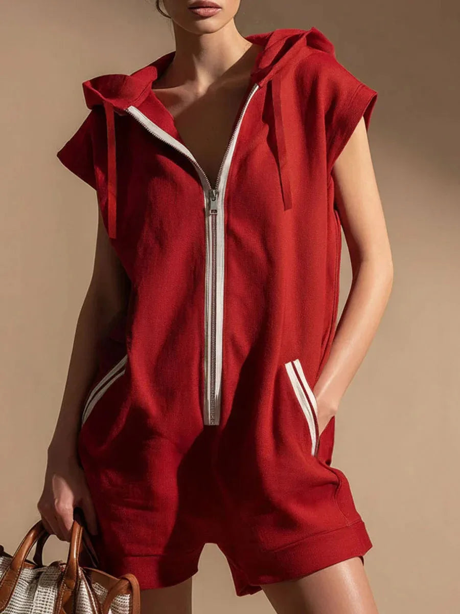 Zoe Hooded Zip Front Romper