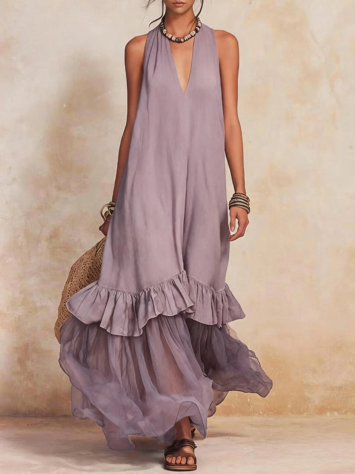 Loretta Bohemian Ruffle Hem Maxi Dress