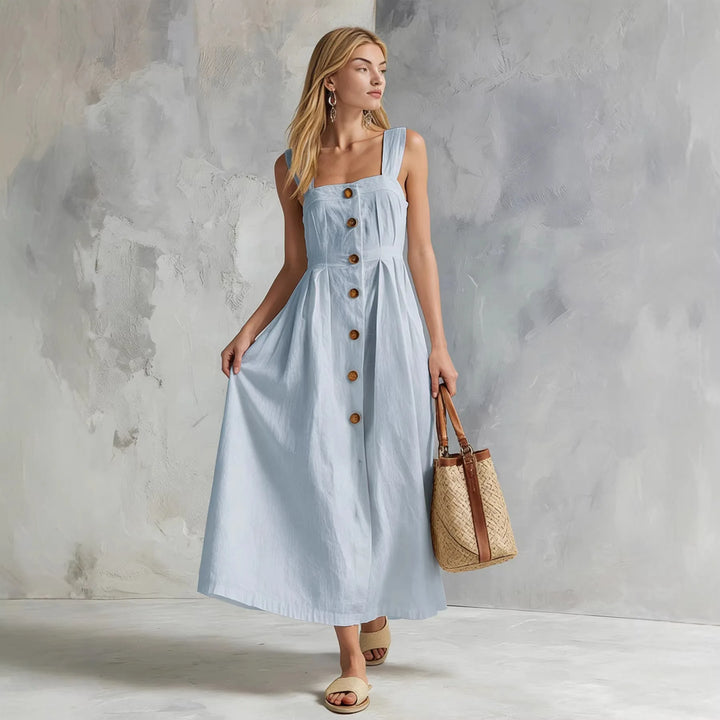 Zynara Linen Button Maxi Dress