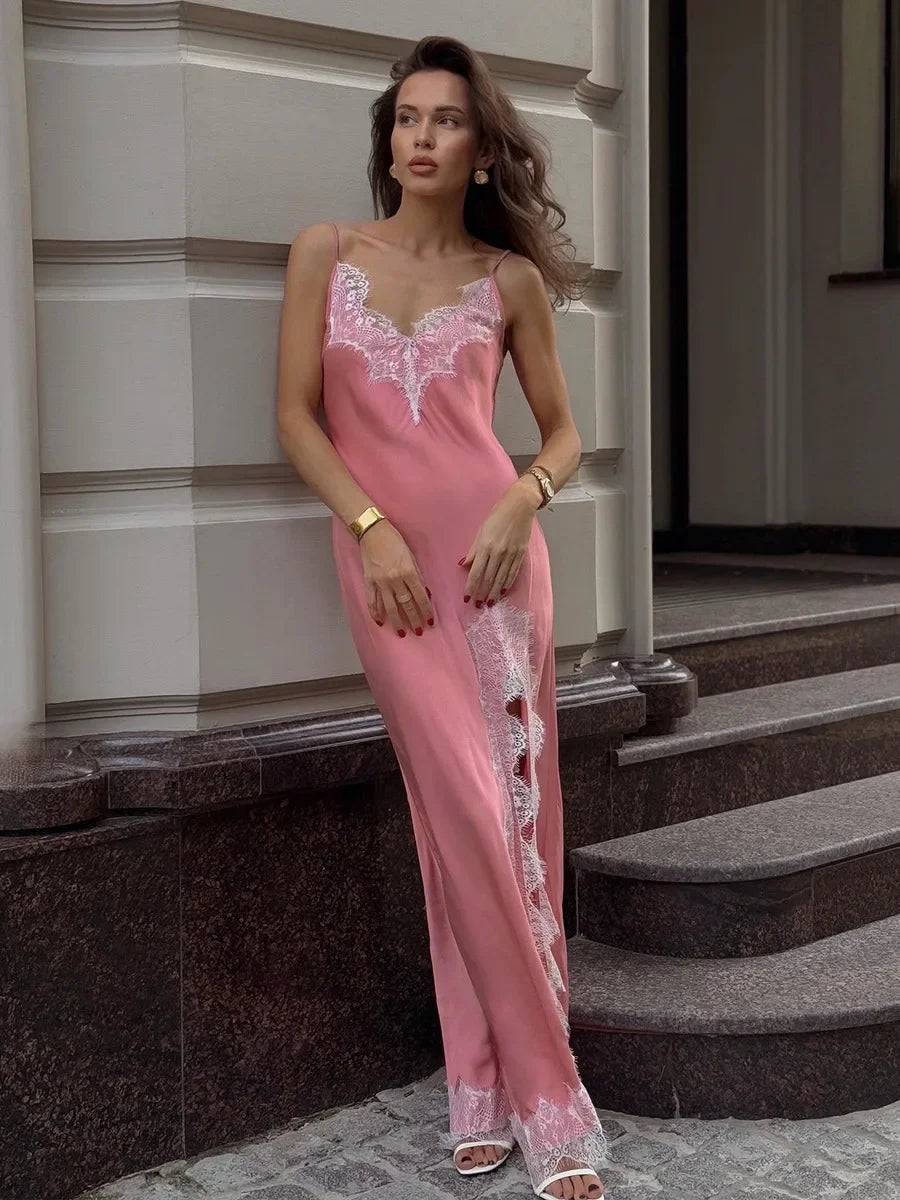 Rosalie Satin Lace Maxi Dress