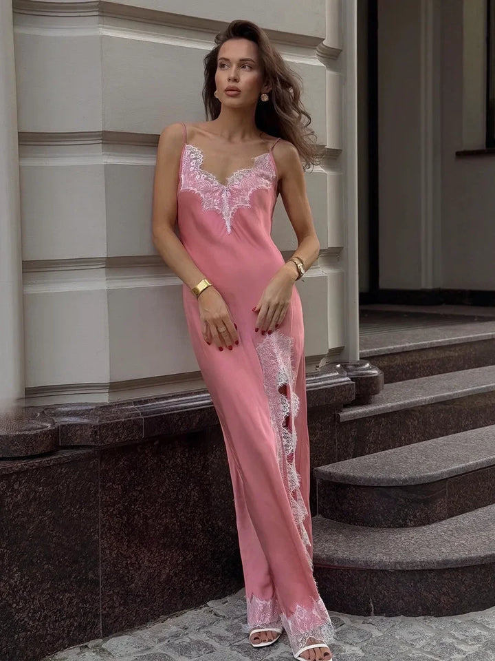 Rosalie Satin Lace Maxi Dress