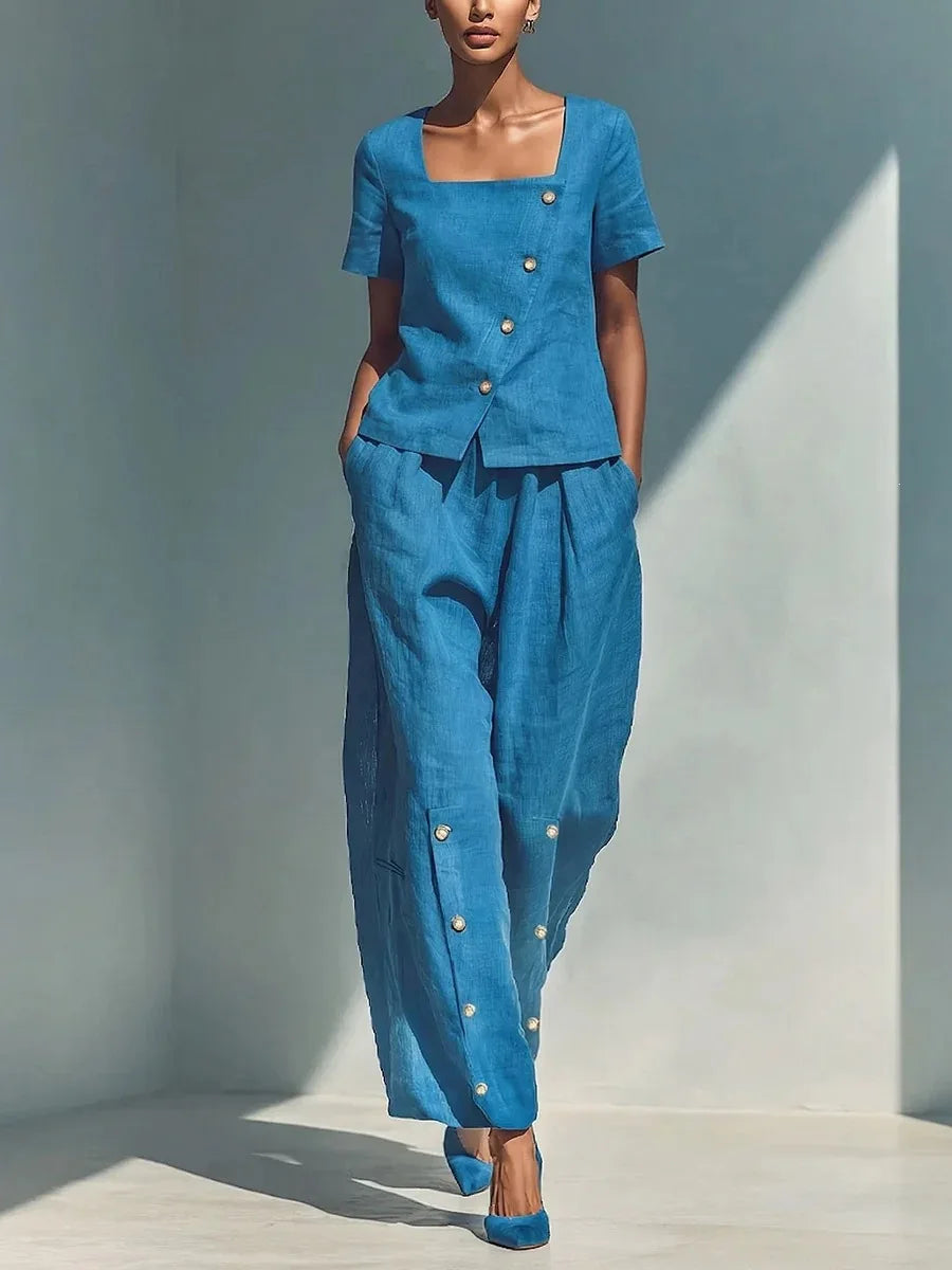 Nicole Button Front Trouser Set