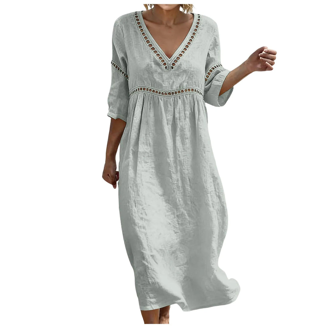 Avery Embellished V Neck Boho Maxi Dress