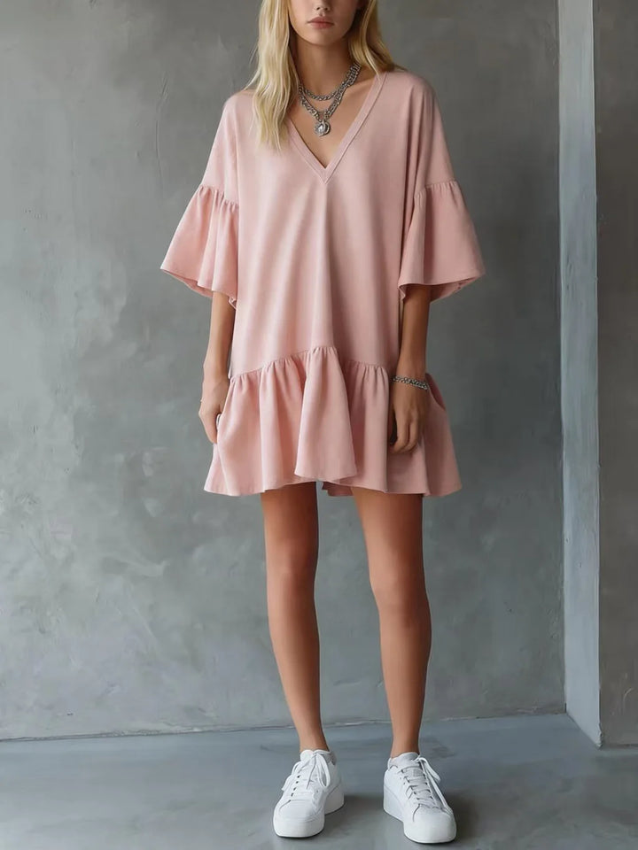 Joanna Lightweight V Neck Mini Dress