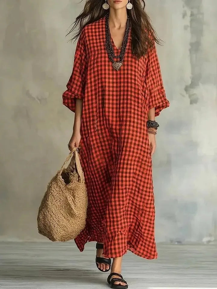 Marlowe Relaxed Plaid Maxi Dress