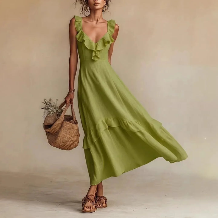 Zarelle Flowing Ruffle Maxi Dress