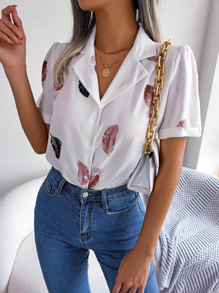 Sandra Feather Print Blouse