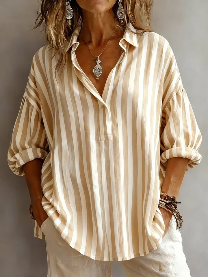 Emmeline Striped V Neck Blouse