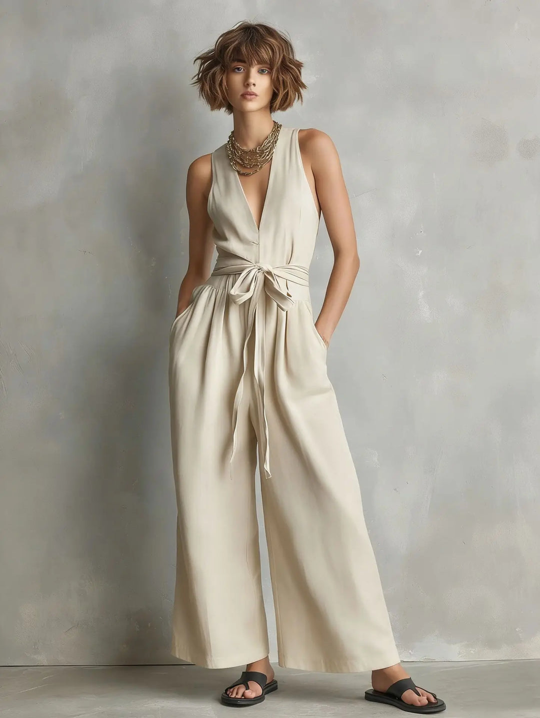 Emery Relaxed V Neck Jumpsuit