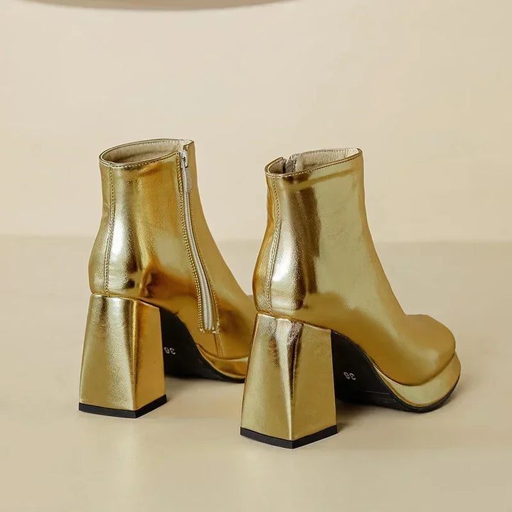 Bianca Metallic Platform Ankle Boots