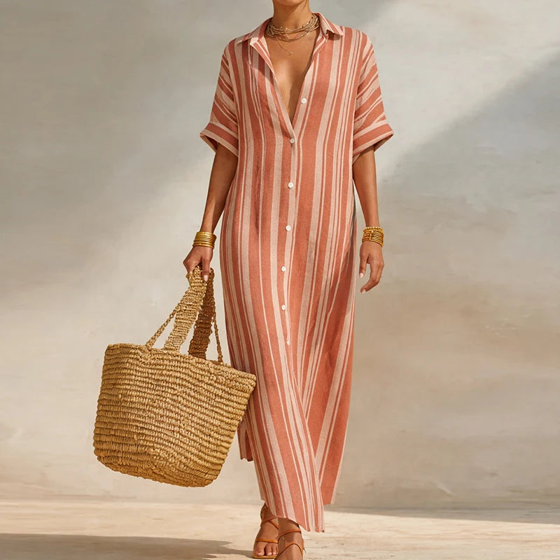 Olivia Linen Long Shirt Dress