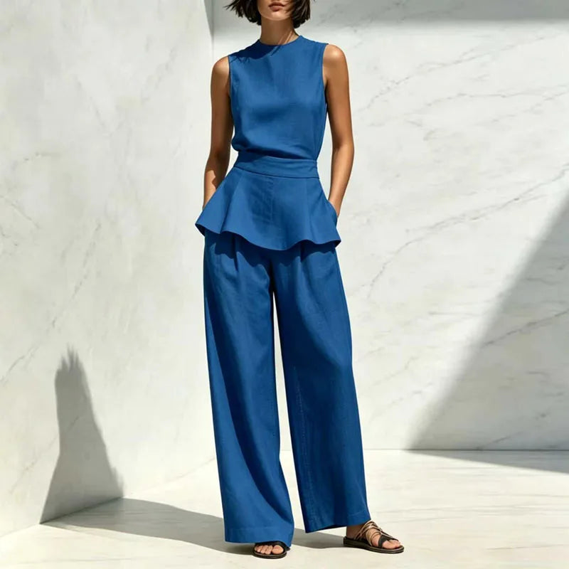 Camila Sleeveless Wide Leg Pants Set