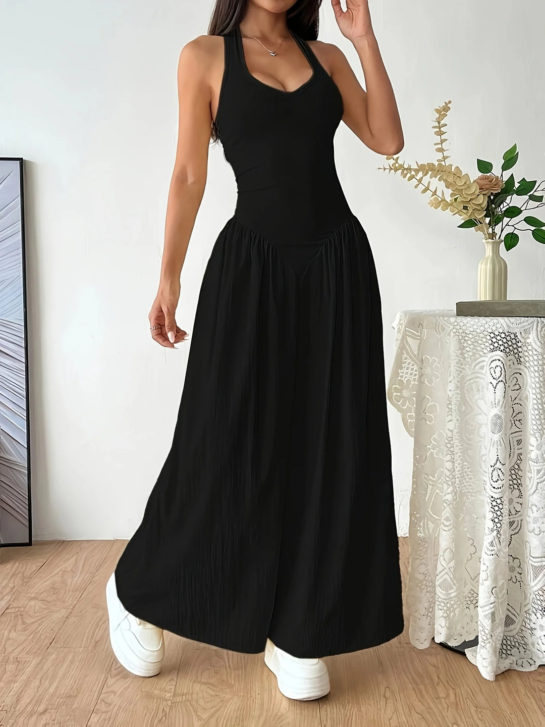Lila V Neck Flare Maxi Dress