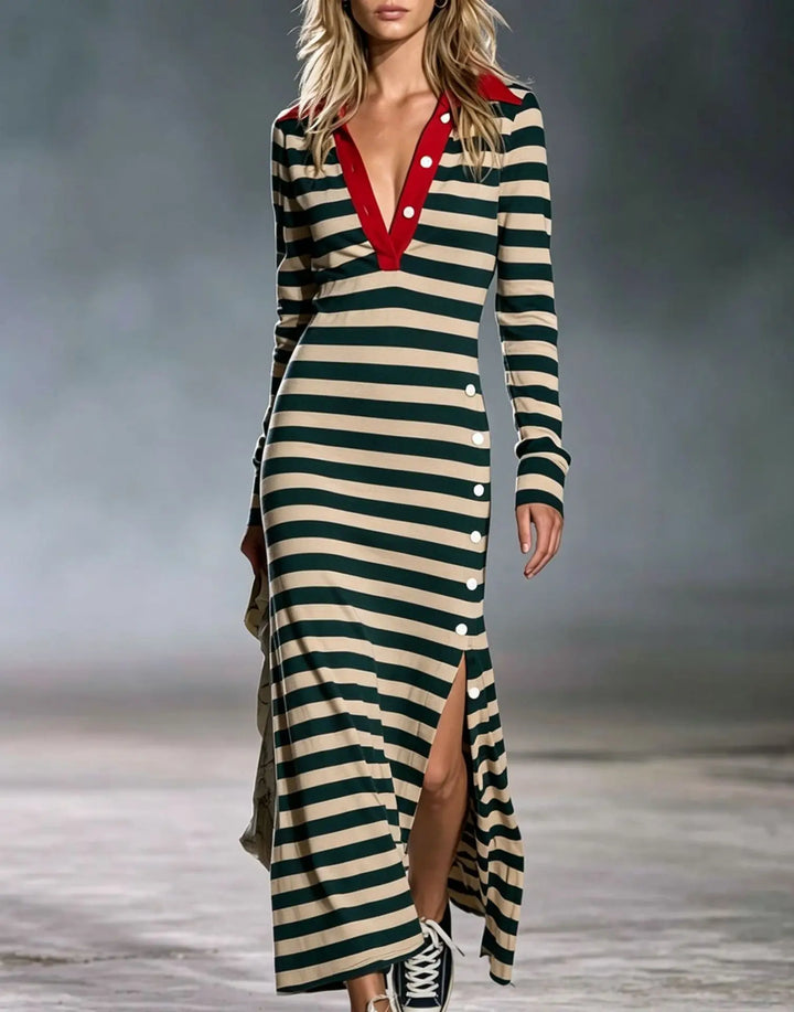 Imogen V Neck Stripe Dress