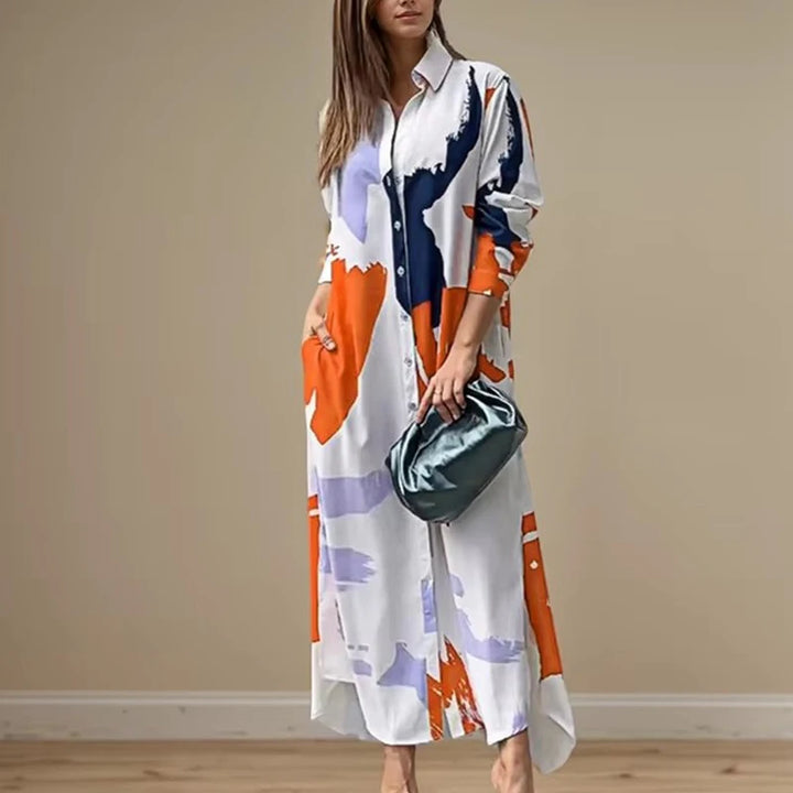 Aveline Abstract Shirt Maxi Dress