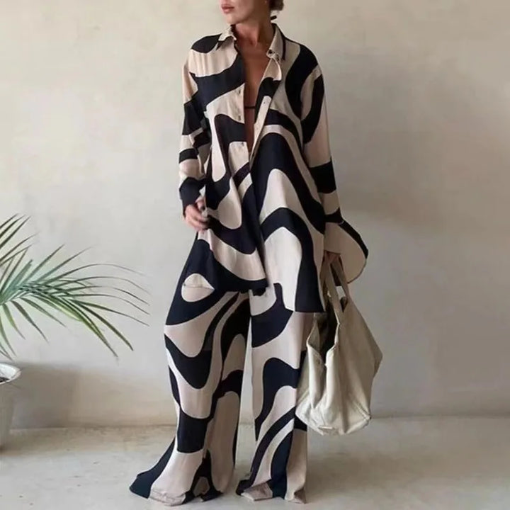 Valencia Geometric Print Long Sleeve Trouser Set