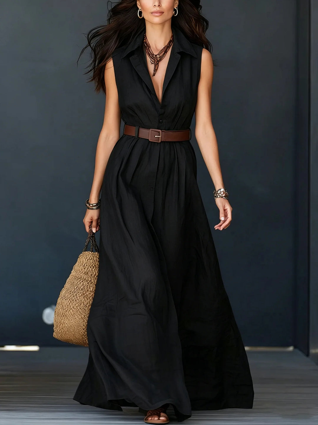 Addison Elegant Maxi Shirt Dress