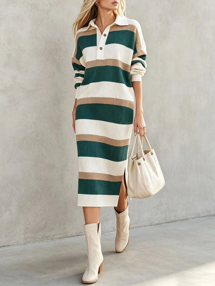 Clara Striped Polo Midi Dress