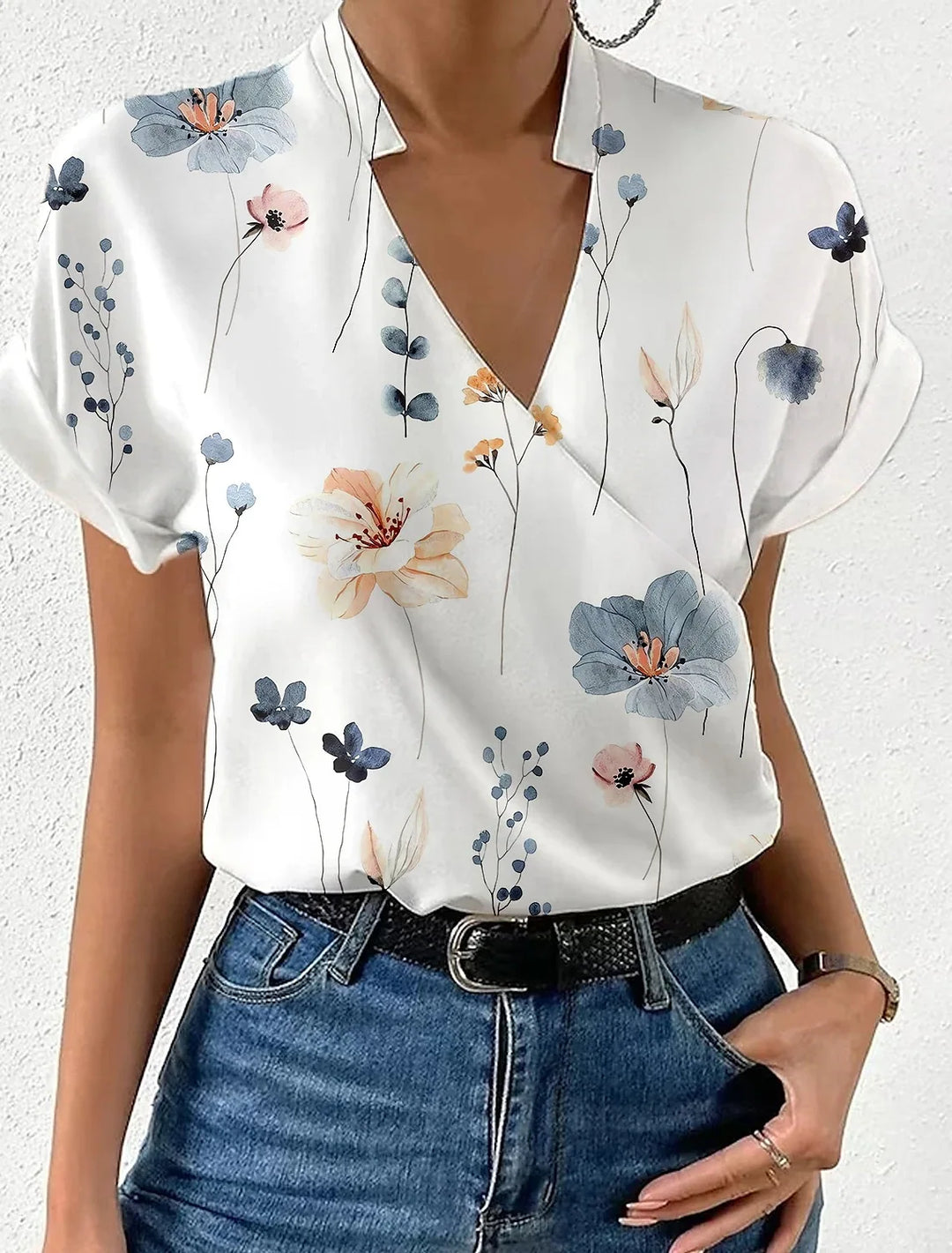 Samantha Floral Wrap Blouse