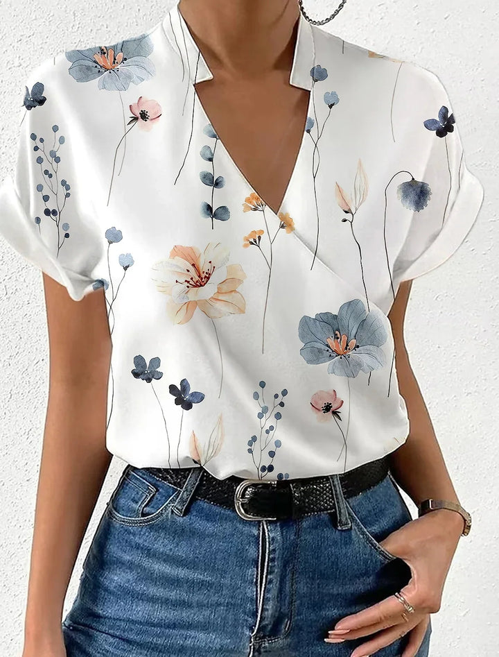 Samantha Floral Wrap Blouse