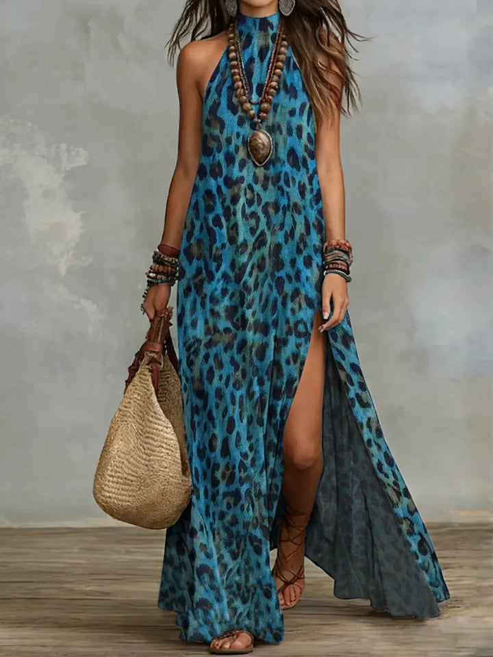 Paisley Bold Print Halter Neck Maxi Dress