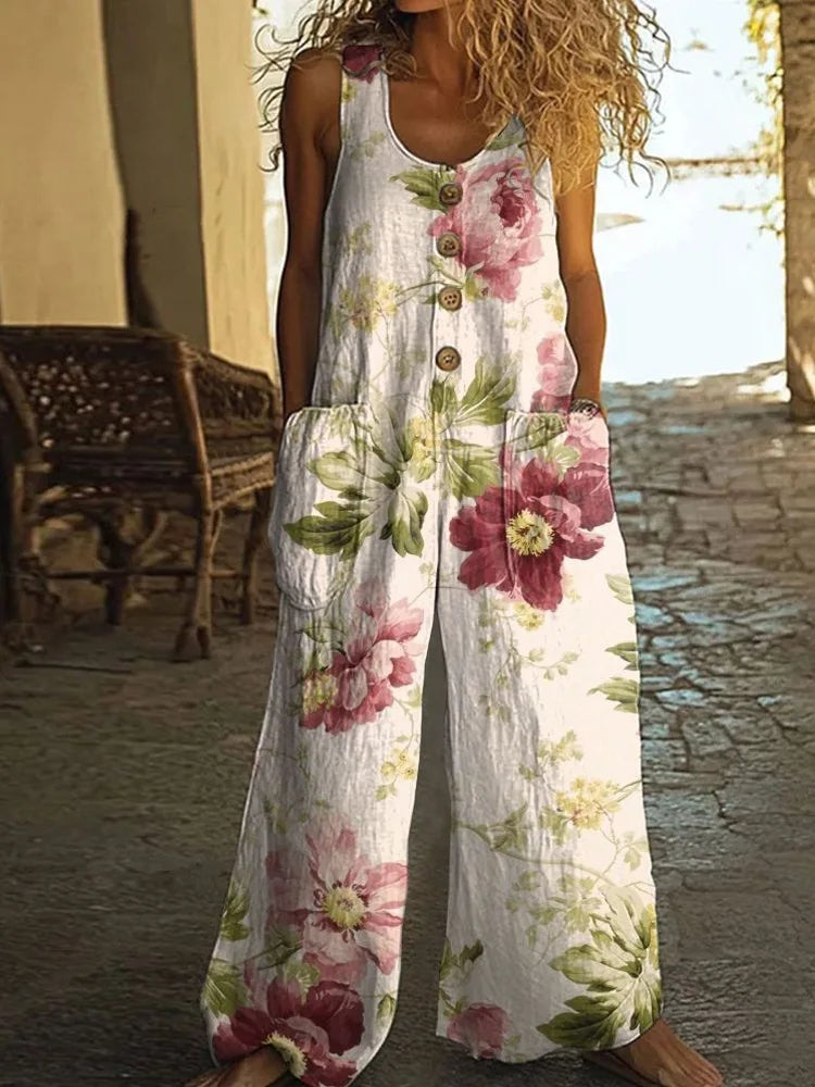 Selena Boho Floral Wide Leg Jumpsuit