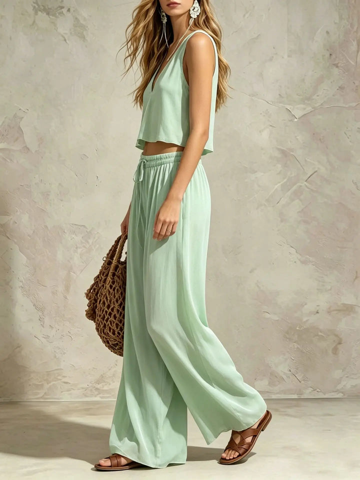 Heather Casual Summer Trouser Set