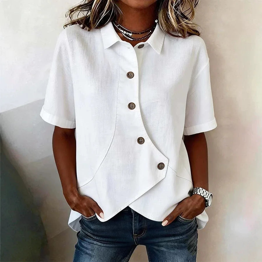 Brielle Asymmetrical Button Blouse