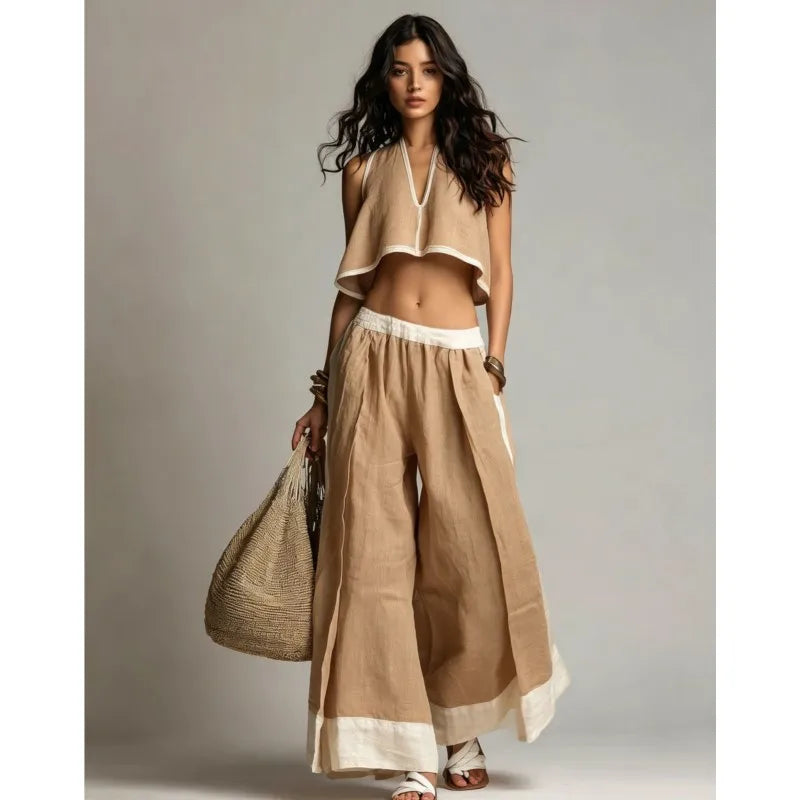 Vessara Wide Leg Two Piece Set