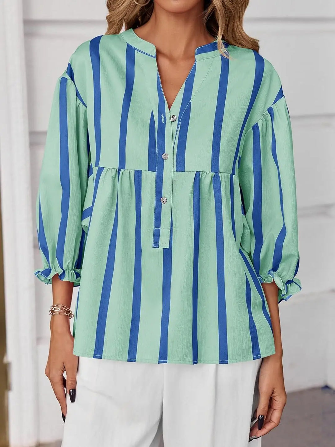 Katelynn Striped Bubble Blouse