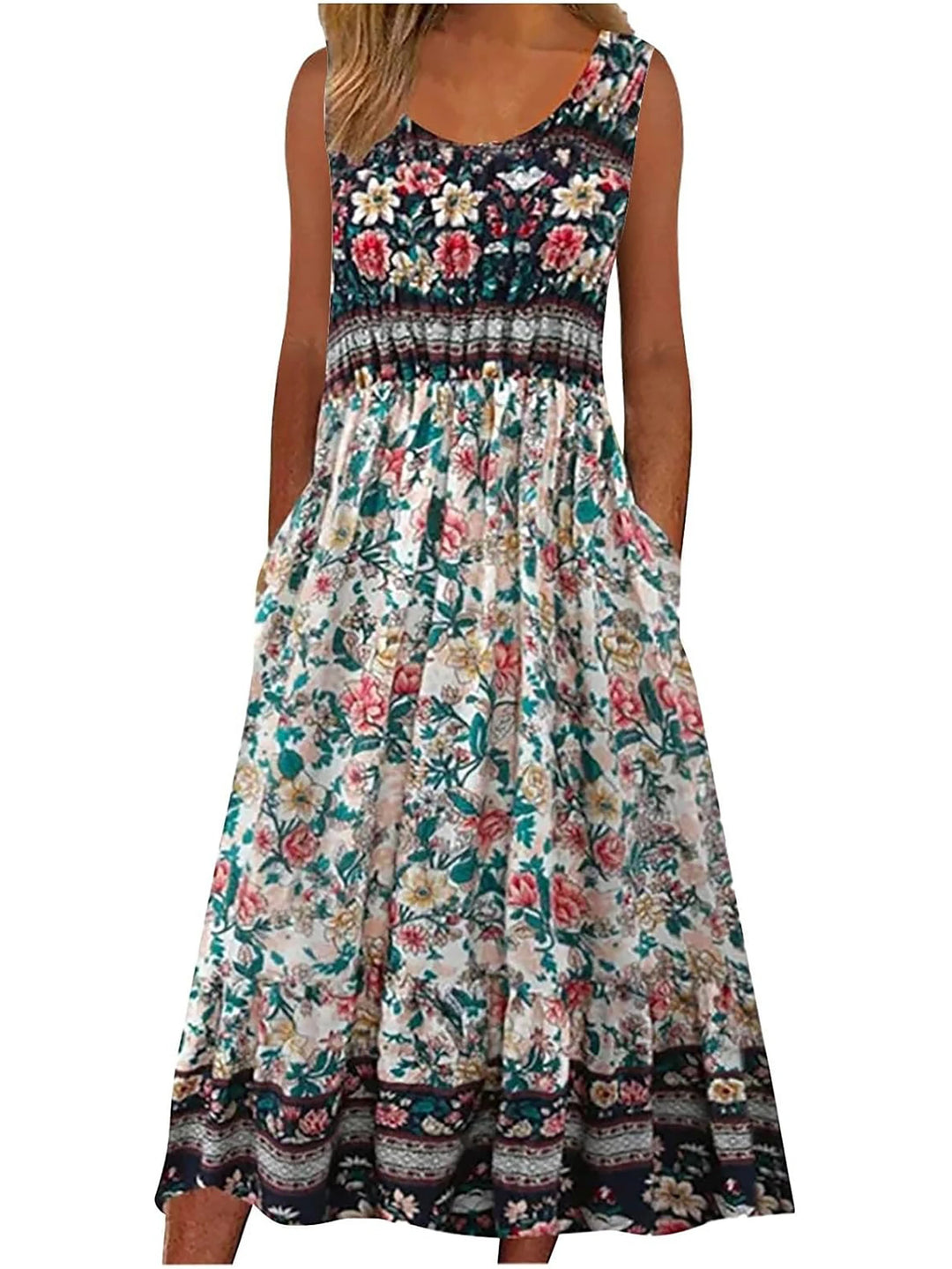 Eliane Boho Floral Midi Dress