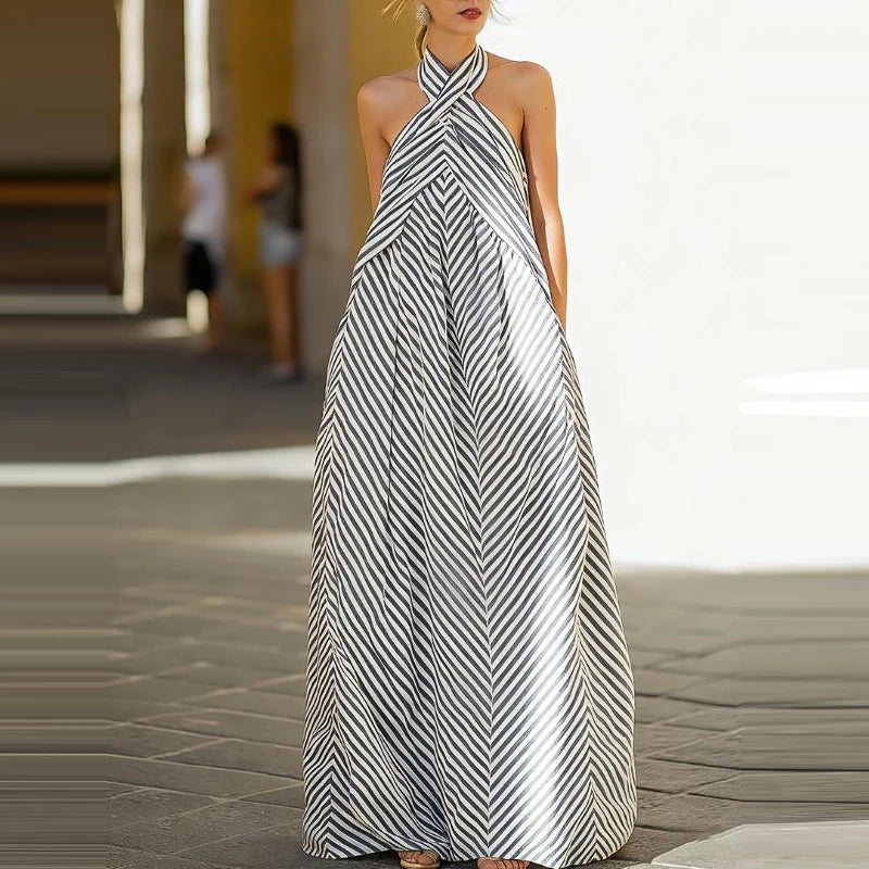 Mila Flowy Chic Striped Long Dress