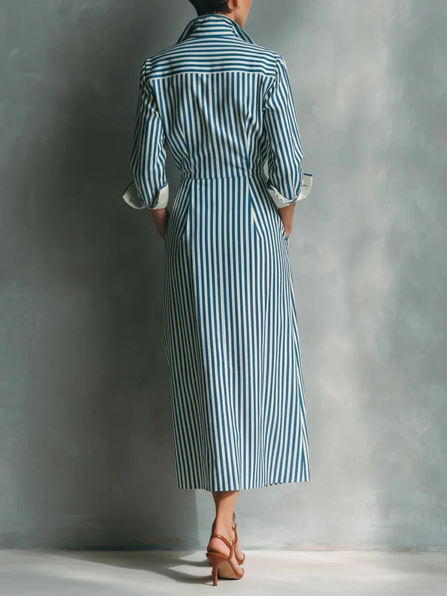 Meredith Striped Shirt Midi Dress