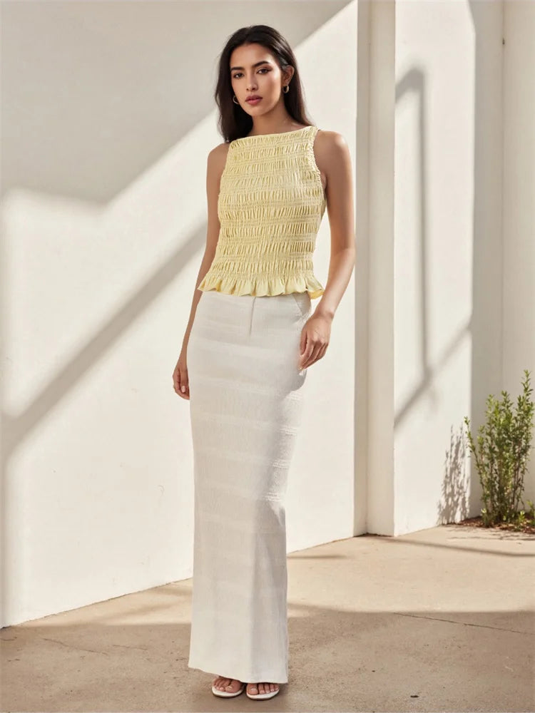 Abigail Ruffle Hem Sleeveless Top
