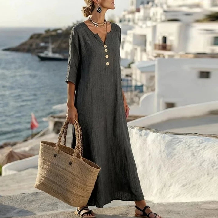 Maelle Button Front Boho Maxi Dress