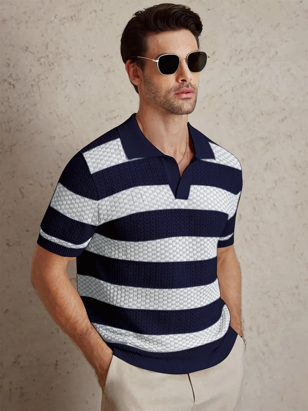 Brooks Striped Knit Polo Shirt
