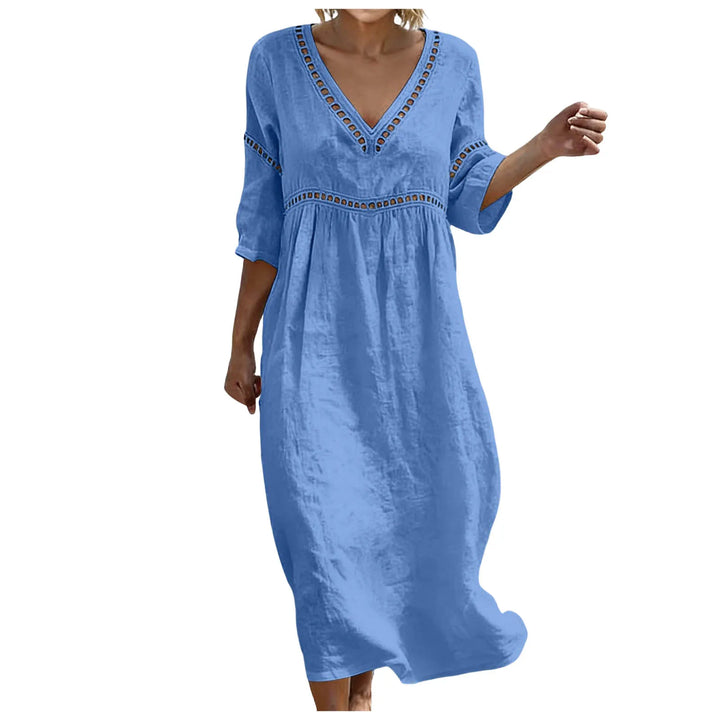 Avery Embellished V Neck Boho Maxi Dress