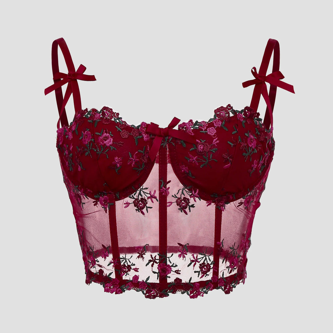 Aurelia Floral Embroidered Corset Top