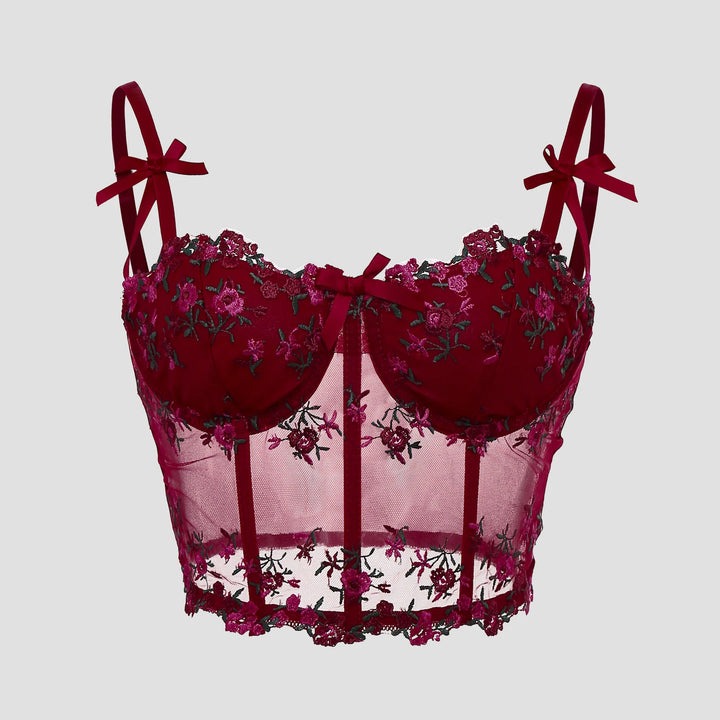 Aurelia Floral Embroidered Corset Top