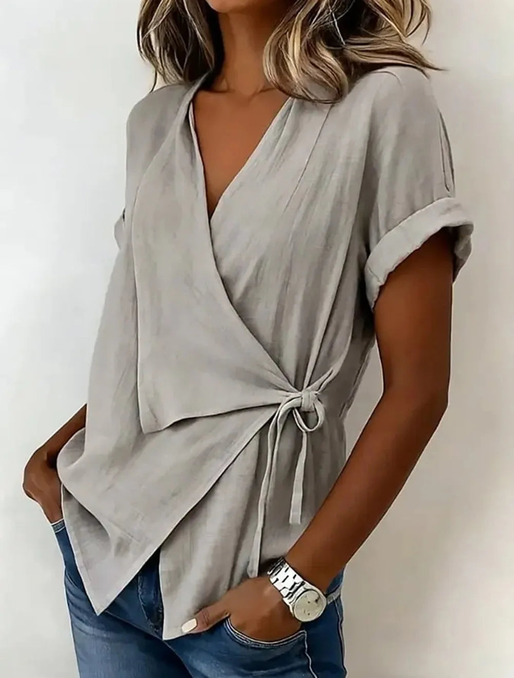 Gisselle Asymmetrical Wrap Blouse