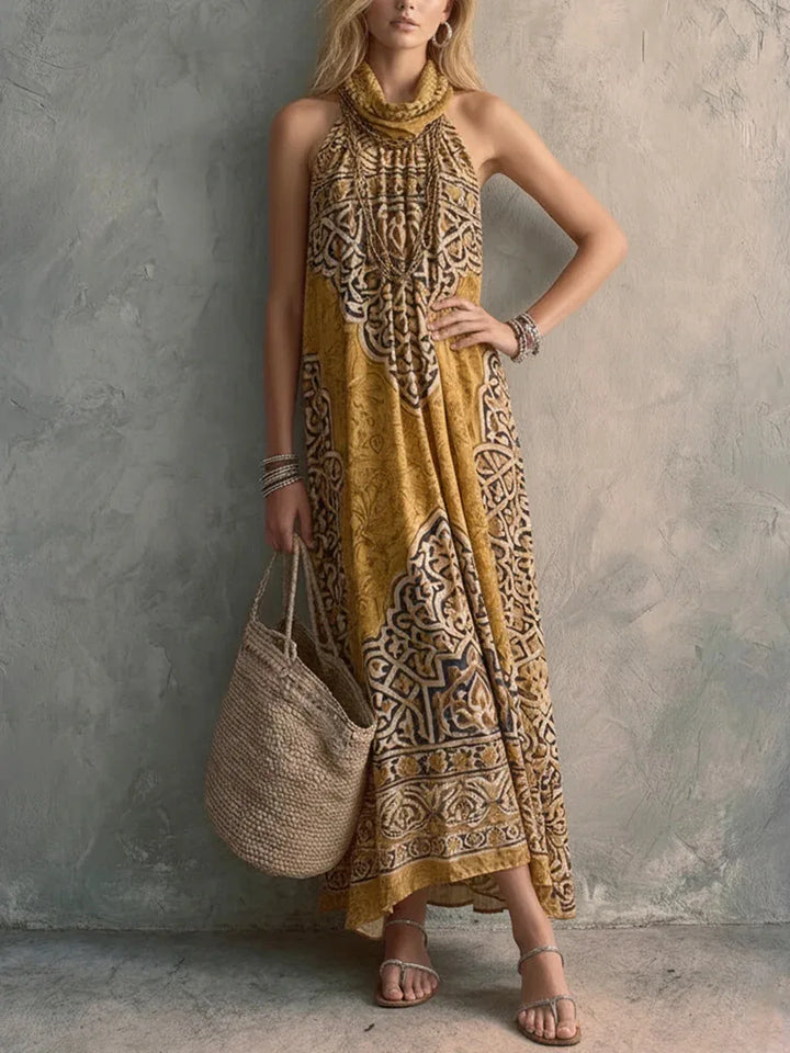 Sahara Bohemian Halter Maxi Dress