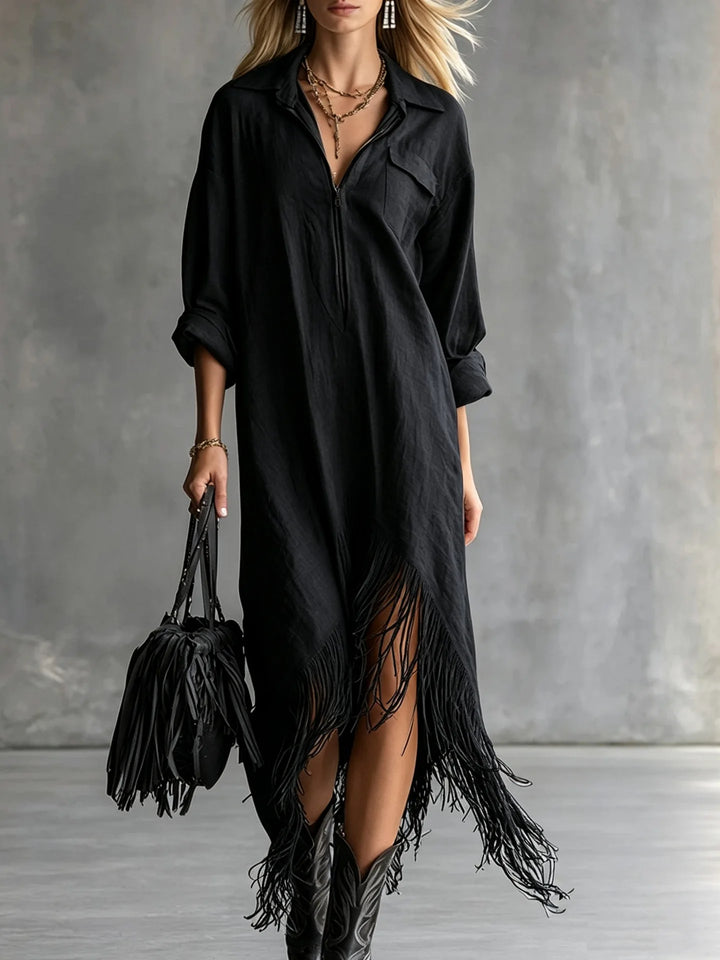 Mariam Fringe Hem Midi Dress