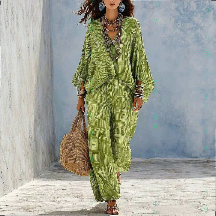 Genevieve Bohemian Print Two-Piece Outfit Set