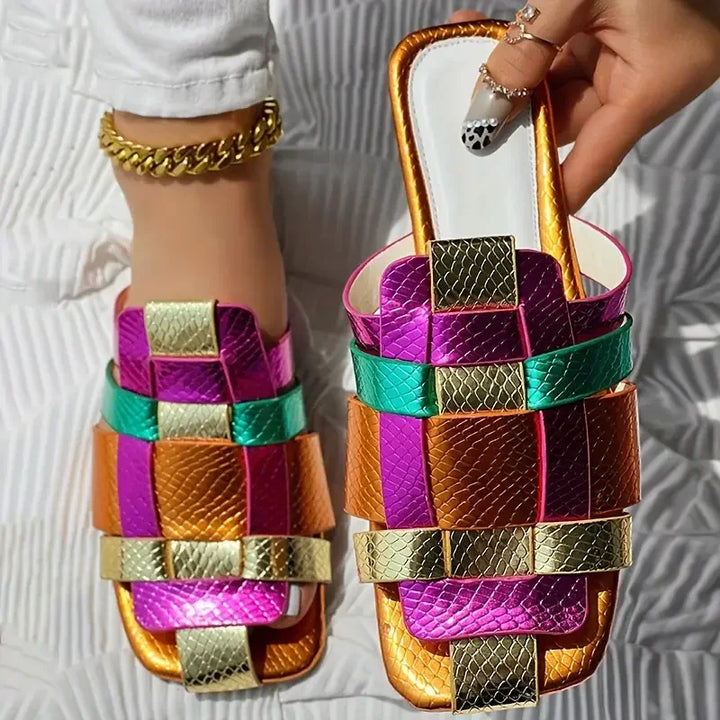 Zaria Woven Mosaic Flat Sandals