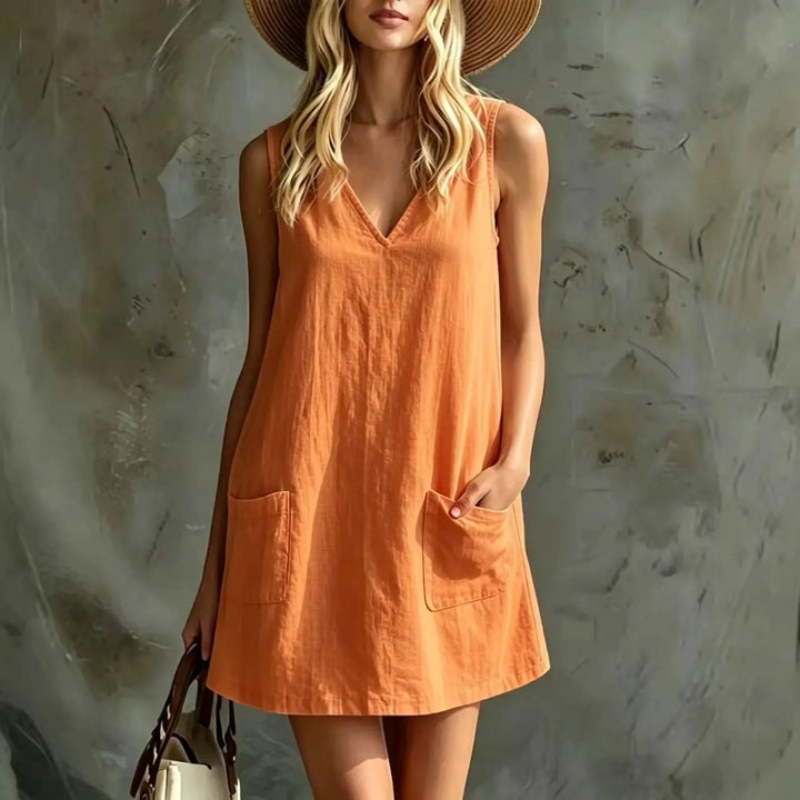 Brooke Linen Pocket Mini Dress