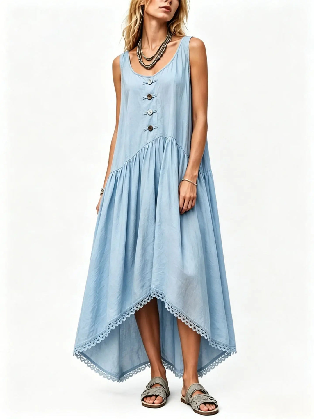 Taylor Flowy Asymmetrical Midi Dress