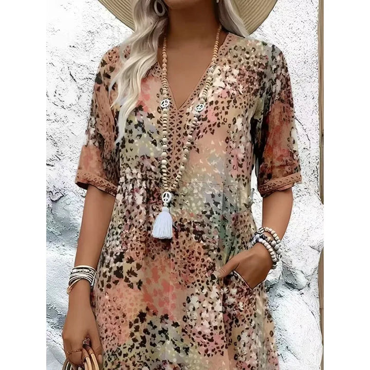 Delaney Boho Printed Midi Dress