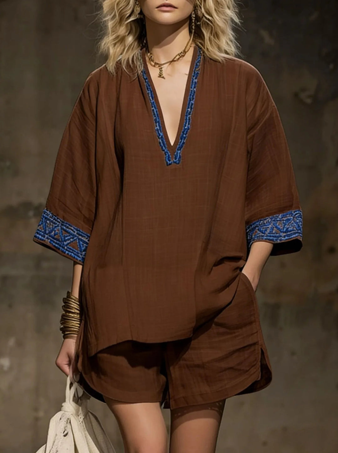 Melissa Boho Linen Shorts Set
