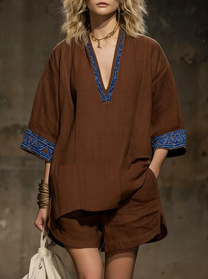 Melissa Boho Linen Shorts Set